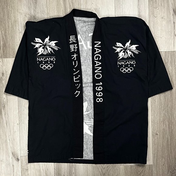 Nagano 1998 Olympics Vintage Rare Black One Size Kimono - Picture 1 of 5